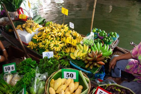 Photo for Fresh produce on sale on floating market in Thainland - Royalty Free Image