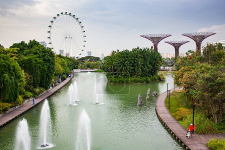 Photo for Still lake at the Marina Bay gardens in Singapore - Royalty Free Image