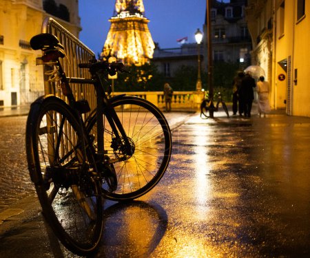 Photo for Streets of Paris on rainy night - Royalty Free Image