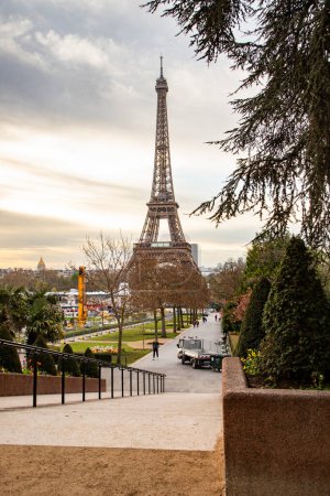 Photo for Sunrise in Paris  with the Eiffel Tower - Royalty Free Image
