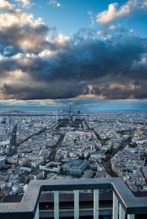 Photo for Aerial view of Paris with Eiffel Tower  France - Royalty Free Image
