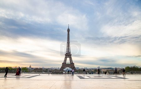 Photo for PARIS, FRANCE - MARCH 30, 2024: Eiffel Tower seen from the Jardins du Trocadero in Paris, France. Eiffel Tower is one of the most iconic landmarks of Paris - Royalty Free Image