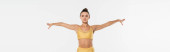 active life, energetic woman in fitness clothing on white background, motivation, aerobics, banner Stickers #664865840