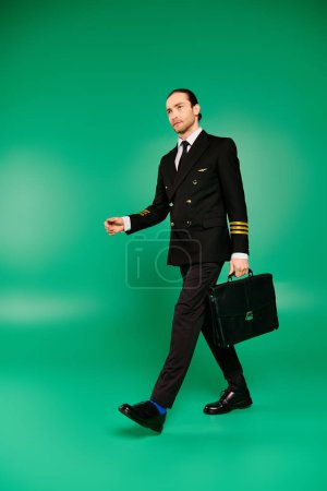 Photo for Dapper businessman in suit and tie with briefcase. - Royalty Free Image