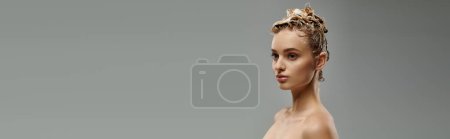 Photo for Appealing woman washing her hair. - Royalty Free Image