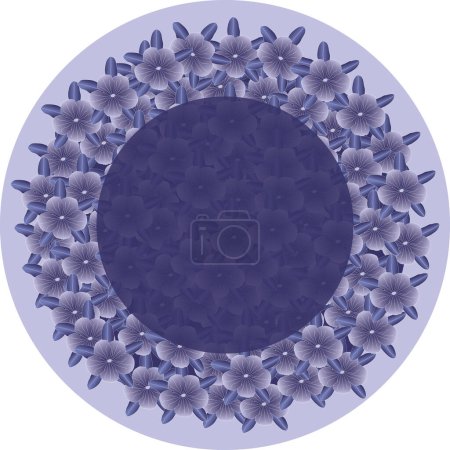 Téléchargez les illustrations : Illustration de la couronne violette papier de verre fleur de vigne avec cercle violet sur fond de cercle violet doux. - en licence libre de droit