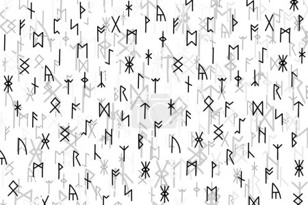 Téléchargez les illustrations : Ligne d'illustration du motif de caractère Rune sur fond blanc. - en licence libre de droit