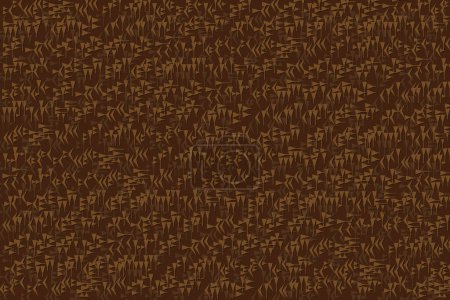 Illustration for Illustration wallpaper of cuneiform script character on brown color background. - Royalty Free Image