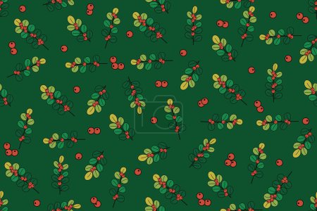 Illustration for Illustration, Pattern of Banyan tree with fruits on green background. - Royalty Free Image