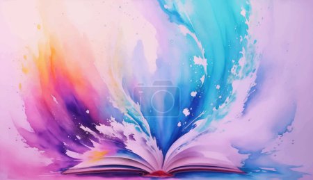 Illustration for Abstract Colorful Watercolor Background. Liquid Fluid Flowing Paint Splash Wallpaper Illustration for Banner, Invitation, Greeting Card or Cover - Royalty Free Image