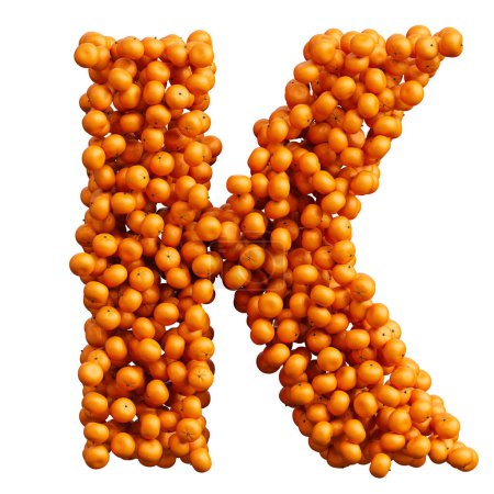 Alphabet from many oranges, letter K.