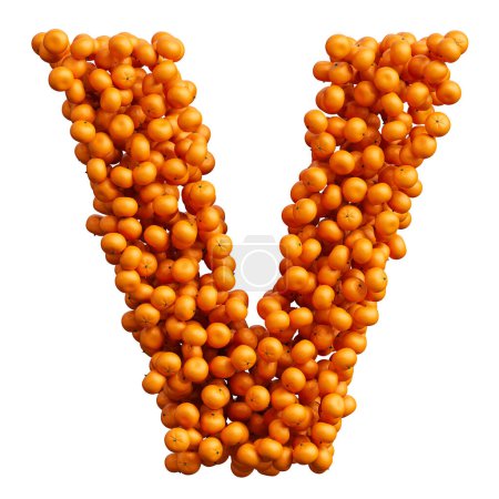Alphabet from many oranges, letter V.