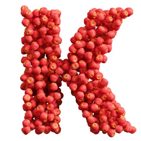 Photo for Alphabet made of red apples, letter k. - Royalty Free Image
