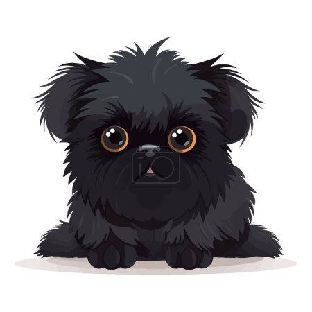 Affenpinscher dog in kawaii style on a white. Vector illustration.