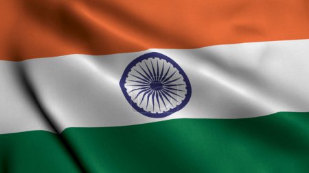 Foto de Bandera de India. Bandera de textura de raso de tela ondulada de la India Ilustración 3D. Bandera de Textura Real de la República de India - Imagen libre de derechos