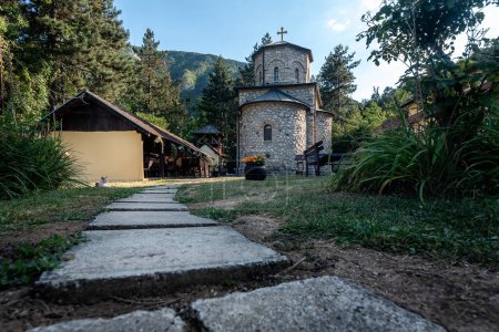 Photo for Orthodox Christian Monastery. Serbian Monastery of John the Baptist (Manastir Jovanje). 13th century monastery located in Ovcar-Kablar gorge, Serbia, Europe - Royalty Free Image