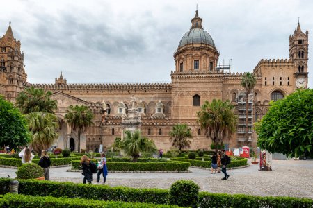 Photo for Palermo, Italy - May 18, 2023: Palermo Cathedral is the cathedral church of the Roman Catholic Archdiocese of Palermo, located in Palermo, Sicily. The church was erected in 1185 by Walter Ophamil. - Royalty Free Image