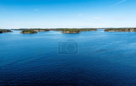 Panoramic view of the islands in the archipelago of Stockholm. Sweden. Water landscape