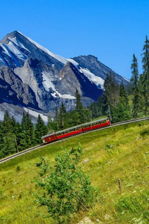 Téléchargez les photos : Le Schynige Platte Railway est un chemin de fer de montagne suisse situé dans la région des Hautes-Terres bernoises. - en image libre de droit