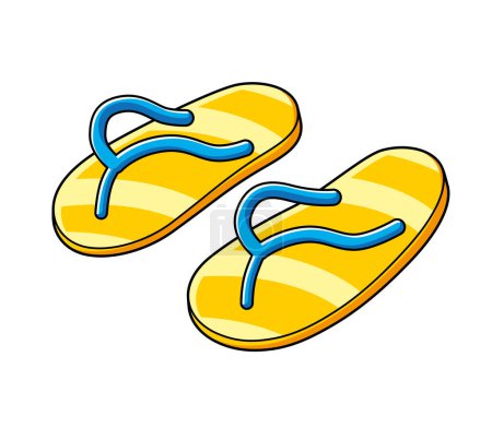 Illustration for Yellow flip-flops isolated vector illustration - Royalty Free Image