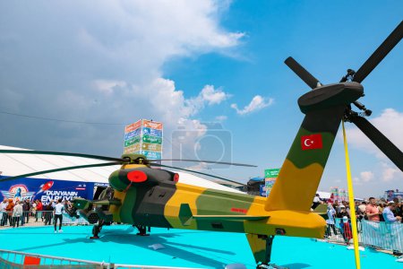 Foto de T129 Helicóptero de combate Atak del Ejército turco en Teknofest 2023. Estambul Turkiye - 5.1.2023 - Imagen libre de derechos