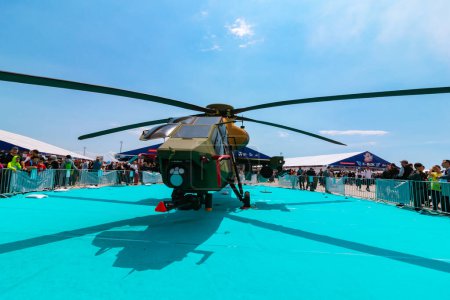 Foto de Helicóptero de combate Atak o T129 fabricado por TUSAS en Teknofest 2023. Estambul Turkiye - 5.1.2023 - Imagen libre de derechos