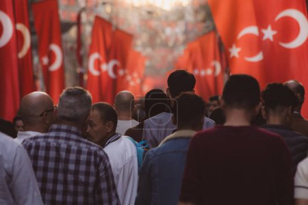 Photo for Turkish people with Turkish flags. National holidays of Turkiye concept. Istanbul Turkiye - 10.28.2023 - Royalty Free Image