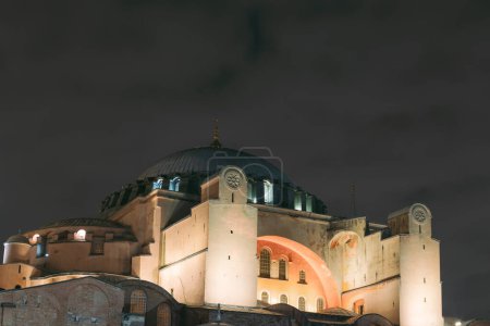 Photo for Hagia Sophia at night. Islamic or ramadan background photo. Visit Istanbul concept photo. - Royalty Free Image