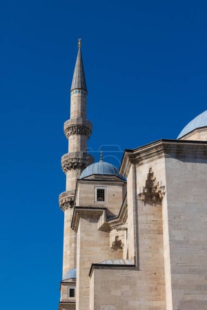 Architectural details of Suleymaniye Mosque in vertical shot. Ottoman architecture.