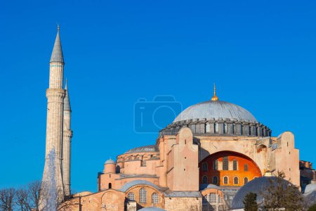 Photo for Ramadan or islamic concept photo. Hagia Sophia or Ayasofya with clear sky. Visit Istanbul concept photo. - Royalty Free Image
