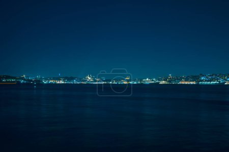 Istanbul view at night. Cityscape of Istanbul background photo. 
