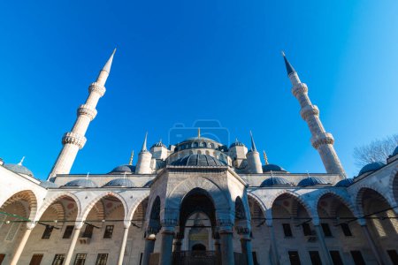 Islamisches Hintergrundbild. Sultanahmet Moschee alias Blaue Moschee Ansicht. Ramadan oder laylat al-qadr oder kadir gecesi Konzept.