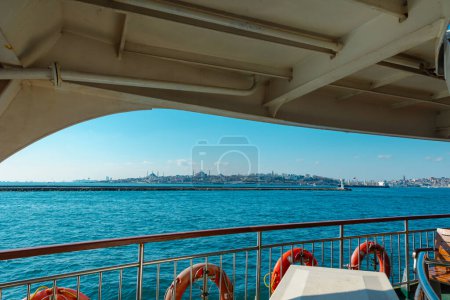 Istanbul view from a ferry. Visit Istanbul concept photo. Travel to Turkey background photo.
