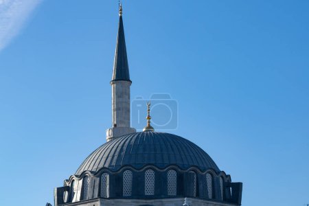 Rustem Pasa Mosque view. Ramadan or islamic concept photo. Dome and minaret of a mosque.