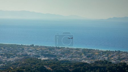 Photo for Airplane landing on the island of Rhodes, Greece, Europe. - Royalty Free Image