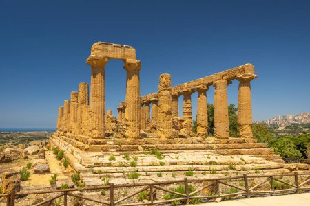 Photo for Temple of Juno in Valley of the Temples. Archaeological site in Agrigento at Sicily, Italy, Europe. - Royalty Free Image