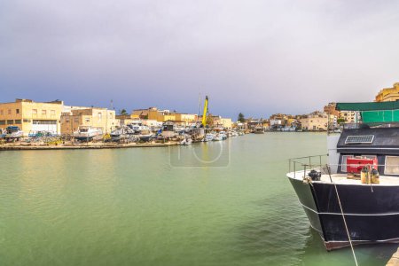Photo for Sea channel of Mazara del Vallo, town in southwestern of Sicily, Italy, Europe. - Royalty Free Image
