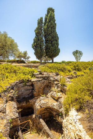 Téléchargez les photos : Cavités dans la Vallée des Temples à Agrigente en Sicile, Italie, Europe. - en image libre de droit