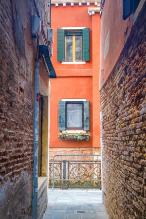 Photo for Narrow street in the historical center of Venice, Italy, Europe. - Royalty Free Image