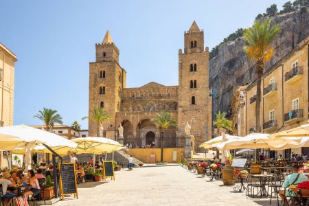 Photo for CEFALU, ITALY - JULY 16, 2023: Piazza del Duomo - Cathedral square in centre of city. - Royalty Free Image