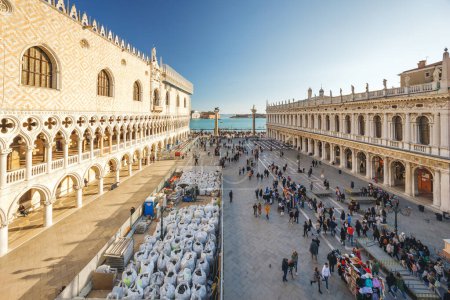 Photo for VENICE, ITALY - MARCH 4, 2023: Top view of The Piazzetta di San Marco square. - Royalty Free Image