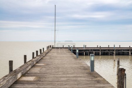 Photo for Port pier at The Neusiedl am See lake, Austria, Europe. - Royalty Free Image