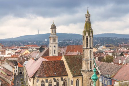 Ciudad de Sopron, vista desde la torre Firewatch, Hungría, Europa.