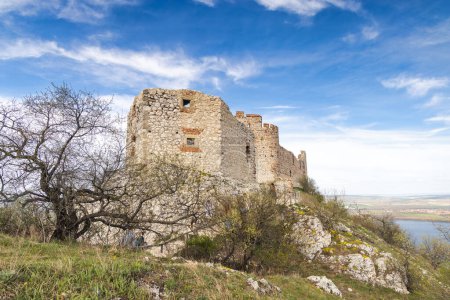 Las ruinas del castillo Devicky en las colinas Pavlov en Moravia del Sur, República Checa, Europa.