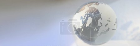 Photo for Close-up of grey glass world globe, round shaped earth miniature with continents. Environment, ecology problem, population, infection spread, map concept - Royalty Free Image