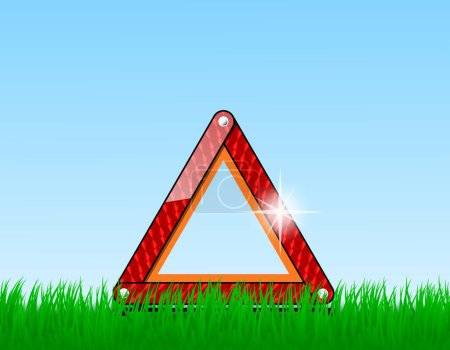 Téléchargez les photos : Illustration réflecteur triangle d'avertissement, panneau d'arrêt d'urgence - en image libre de droit