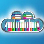 Abstact card file shape cloud, storage of data and documentation, illustration