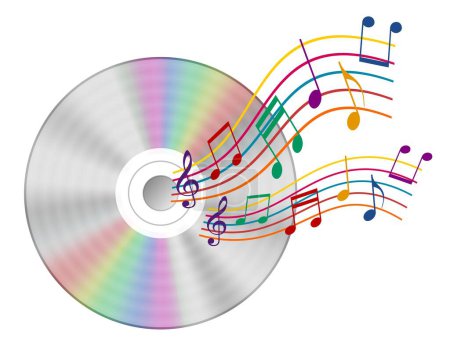 Realistic cd with a note record, illustration