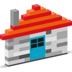 Plastic building block house, isometric view