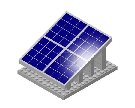 Panneau solaire en cubes de plastique, vue isométrique